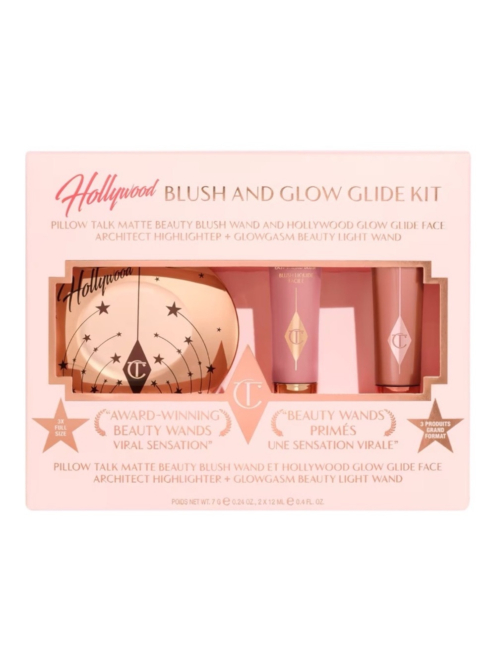 Charlotte Tilbury Pillow Talk Pinkgasm Blush and Glow Glide Kit Full Size NWT